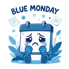 Blue Monday Sad Calendar Illustration