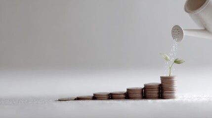 A metaphorical image of a person watering a small plant of coins or growth chart, symbolizing smart investing.