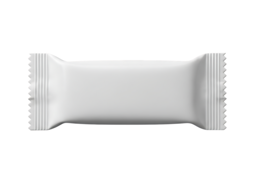 Blank white snack bar wrapper isolated mockup template ready for design. Isolated on transparent background, png