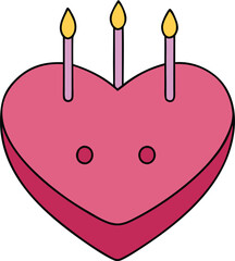 heart shaped cake with candles  valentine s day ve.eps