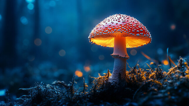 3D render of a floating glowing mushroom radiating soft light in a dark space, blending fantasy and nature aesthetics, perfect for surreal, magical, or sci-fi visuals.
- Powered by Adobe