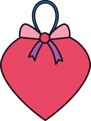 heart shaped gift bag with ribbon  valentine s day.eps