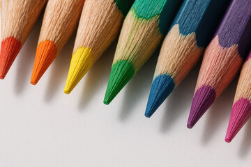 Fototapeta premium Spectrum of Color: A Macro View of Sharpened Colored Pencils