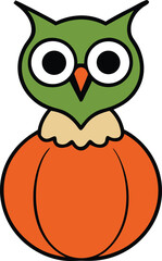 owl sitting on pumpkin  vector illustration on whi.eps