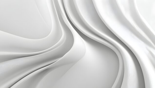 Elegant flowing white fabric with soft folds and subtle shadows creating a luxurious and sophisticated textile background texture