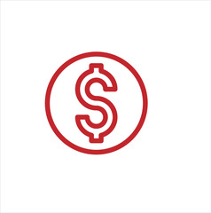 Dollar Flat Red Color Icon