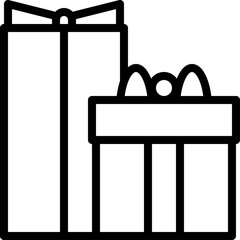 Two Outline Gift Boxes Tied With Ribbons Isolated On Transparent Background Simple Line Art Celebration Present Icons