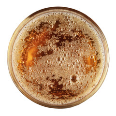 Top-down view of beer in a glass