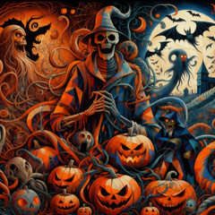 Fototapeta premium halloween background with pumpkins
