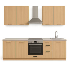 Modern Wooden Kitchen Cabinet Set With Oven, Hood, and Sink for a Sleek Home Cooking Space