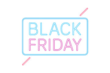 Black Friday sale with neon light sign. Modern vector background banner for promotion, advertising, web, social ads. Shopping discount offer concept. Vector illustration.
