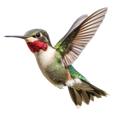 Obraz premium Ruby throated Hummingbird full body view isolated on white or transparent background