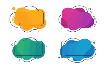 Set of modern abstract vector banners. Fluid organic amoeba shapes with colorful gradients. Trendy liquid design elements. Speech bubble frames for text. Graphic template collection.