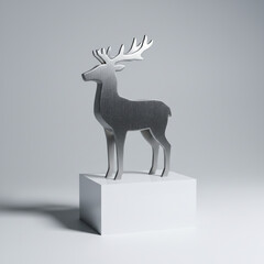 Steel Christmas Deer Office Desk Decoration on a White Background.
