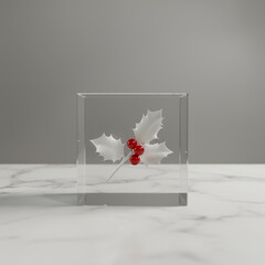 Macro Photograph of Christmas Small Decorations and Accessories, Clinical and Minimalist Christmas Aesthetic.