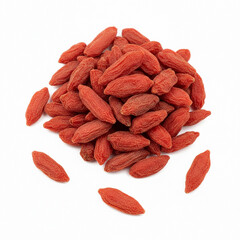 Goji Berries Piling on Another on White Background, Traditional Chinese Medicine