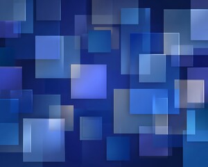 Abstract background of overlapping translucent squares and rectangles in various shades of blue and purple creating a modern geometric pattern
