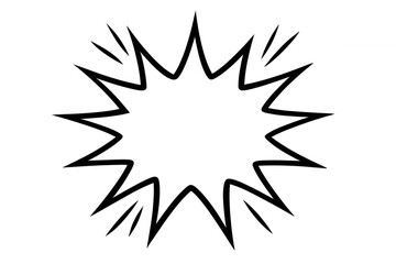 Fototapeta premium Comic book pop art starburst drawing, boom blank speech bubble explosion frame on transparent background