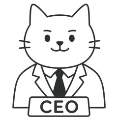 Cute cartoon cat CEO in business suit
