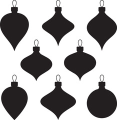 Black silhouette Christmas ornament vector shapes clipart