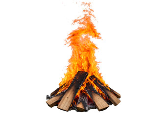 Bonfire: Wood and Flame on transparent background