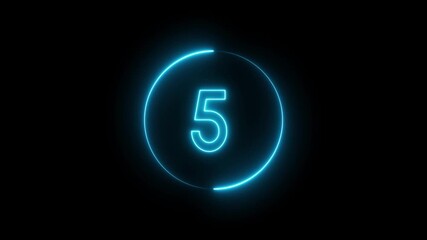 Counting numbers text animation background. Neon 14 second timer number animation.