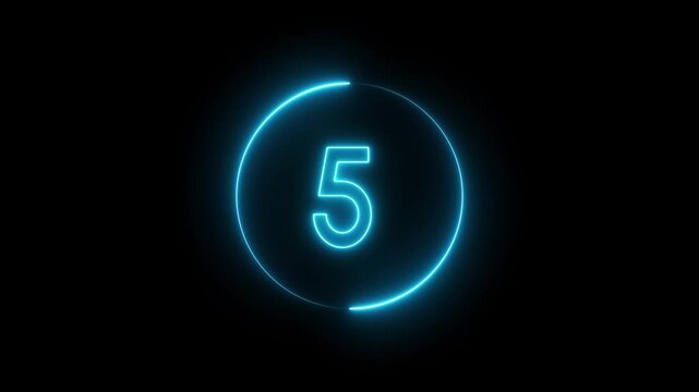 Counting numbers text animation background. Neon 14 second timer number animation.