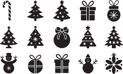 Christmas holiday silhouette vector icon set art