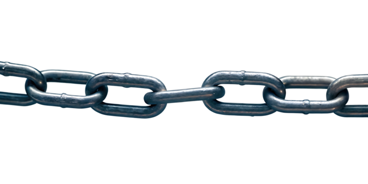 Macro Image of a Metallic Chain on Black Background Showing Strength and Connection Concept