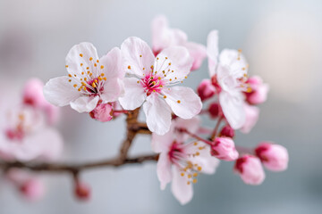 Spring floral background with soft pastel blossoms in romantic style