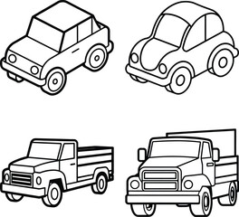 Vintage Sedan Ensemble: A graphic representation of classic vintage sedans, side by side, showcasing their timeless elegance.
