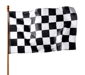 Black and white checkered racing flag, isolated on transparent background
