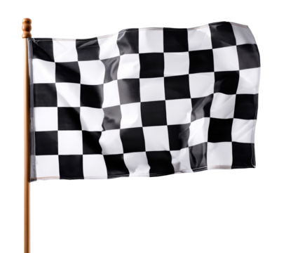Black and white checkered racing flag, isolated on transparent background