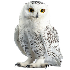 Snowy Owl Bird full body view isolated on white or png transparent background 