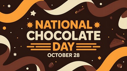 Celebrate national chocolate day on october 28 with this vibrant illustration featuring swirling chocolate waves and festive stars