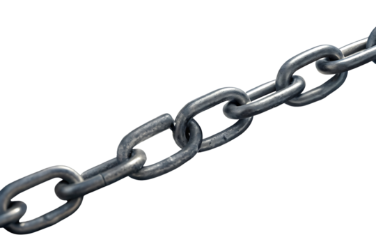 Close Up of Broken Silver Metal Chain Symbolizing Weakness and Vulnerability on Black Background