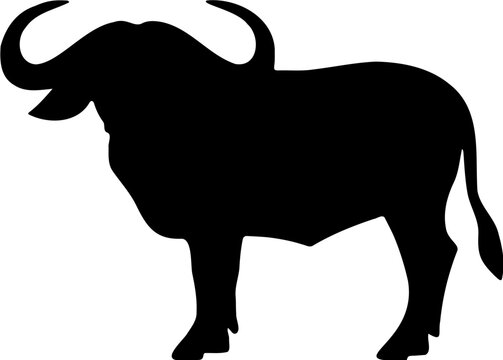 black silhouette of a bufallo