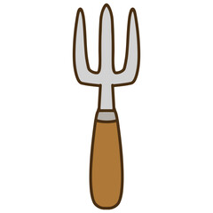 Illustration of a Three-Pronged Gardening Fork