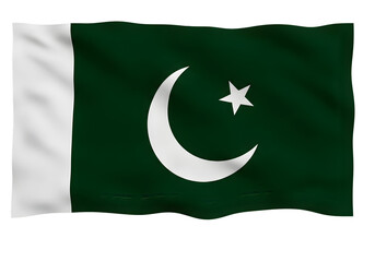 Pakistan Flag Waving on transparent background