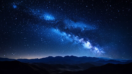 Hyperrealistic night sky featuring the Milky Way galaxy glowing with countless stars. A tranquil cosmic view symbolizing infinity, wonder, and the vastness of the universe.