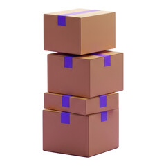 Obraz premium Stack of cardboard boxes isolated on transparent background, 3d rendering