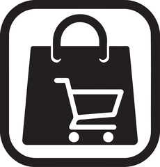 Minimal black shopping icon vector perfect for e-commerce, retail apps, and modern design use.