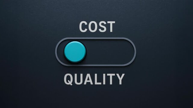 Cost quality balance concept with toggle switch button symbolizing business decision strategy for cost and quality balance product or service choices