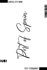 Port of Spain   -Capital City Name Cursive Calligraphy Decorative Text Design Vector Element