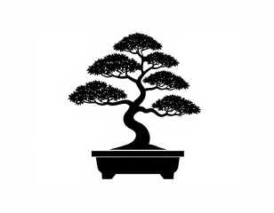 Bonsai Tree icon vector. Bonsai Tree silhouette isolated white background. 