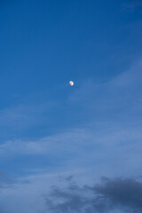 nature and landscape concept with cloudy sky wit rainbow and moon in raining season