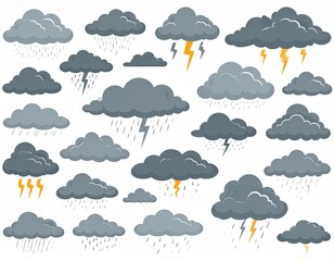 Fototapeta premium Rain silhouette icon. Heavy rain. Rainy day. Vector. 