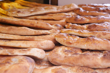 Freshly baked bread at a local bakery market stall