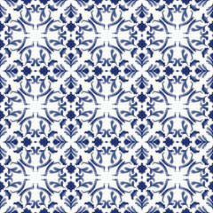 Fototapeta premium Ink25-08 – Indigo Asian Watercolor Tile Pattern