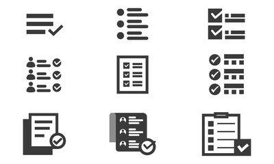 Attend vector icon set. Attendance report vector symbol for UI designs.